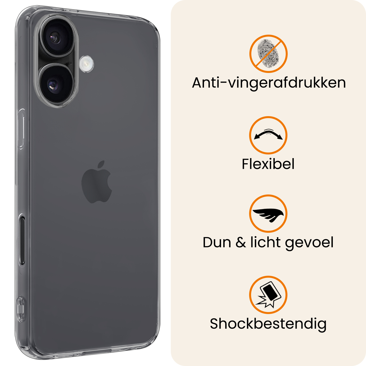 Nomfy Nomfy iPhone 17 Hoesje Siliconen Met Screenprotector Met Dichte Notch - Transparant