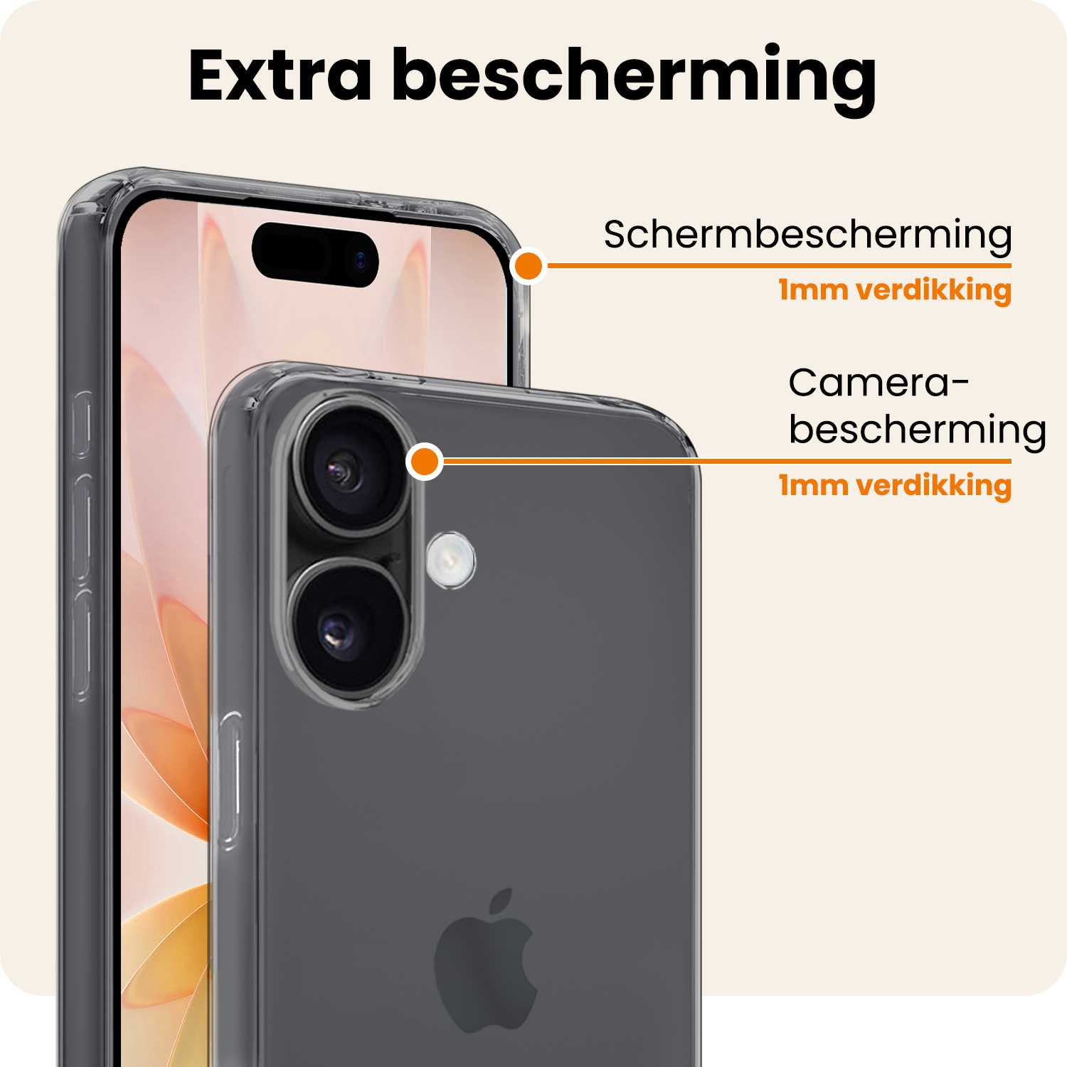 Nomfy Nomfy iPhone 17 Hoesje Siliconen Met Screenprotector Met Dichte Notch - Transparant