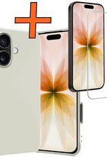 Nomfy Nomfy iPhone 17 Hoesje Siliconen Met Screenprotector Met Dichte Notch - Wit