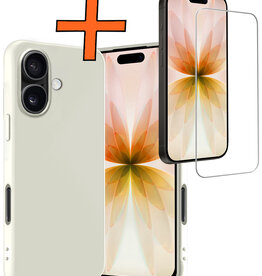 Nomfy Nomfy iPhone 17 Hoesje Siliconen Met Screenprotector Met Dichte Notch - Wit