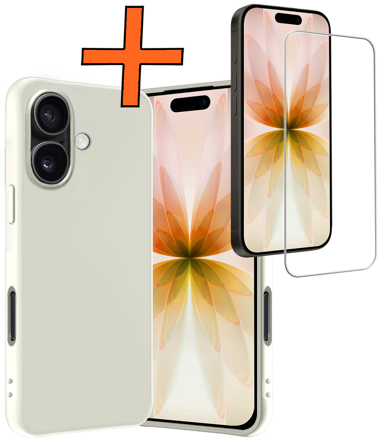 Nomfy Nomfy iPhone 17 Hoesje Siliconen Met Screenprotector Met Dichte Notch - Wit