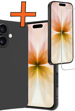 Nomfy Nomfy iPhone 17 Hoesje Siliconen Met Screenprotector Met Dichte Notch - Zwart