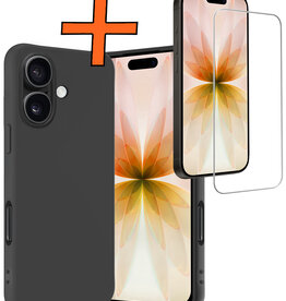 Nomfy Nomfy iPhone 17 Hoesje Siliconen Met Screenprotector Met Dichte Notch - Zwart