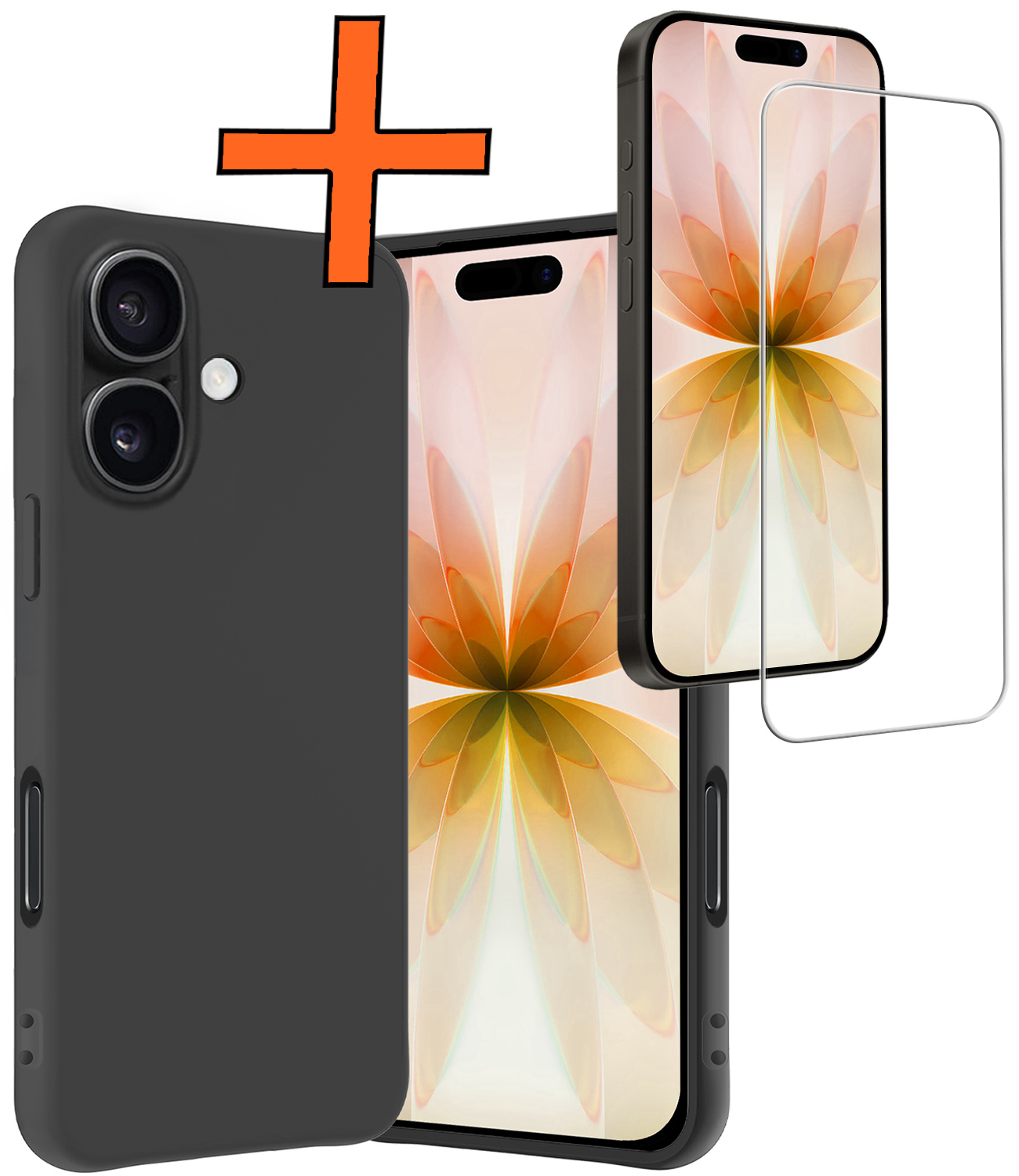 Nomfy Nomfy iPhone 17 Hoesje Siliconen Met Screenprotector Met Dichte Notch - Zwart