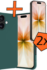 Nomfy Nomfy iPhone 17 Hoesje Siliconen Met 2x Screenprotector Met Dichte Notch - Donkergroen