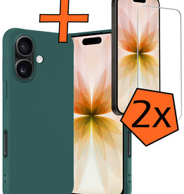Nomfy Nomfy iPhone 17 Hoesje Siliconen Met 2x Screenprotector Met Dichte Notch - Donkergroen