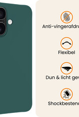 Nomfy Nomfy iPhone 17 Hoesje Siliconen Met 2x Screenprotector Met Dichte Notch - Donkergroen