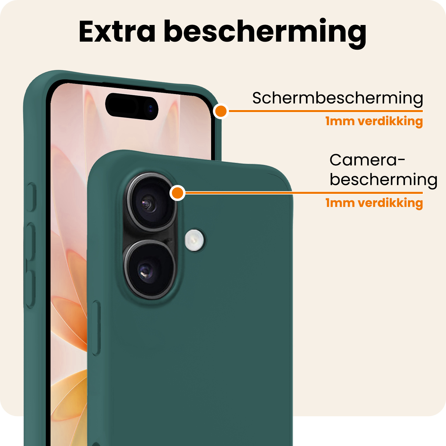 Nomfy Nomfy iPhone 17 Hoesje Siliconen Met 2x Screenprotector Met Dichte Notch - Donkergroen