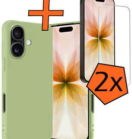 Nomfy Nomfy iPhone 17 Hoesje Siliconen Met 2x Screenprotector Met Dichte Notch - Groen
