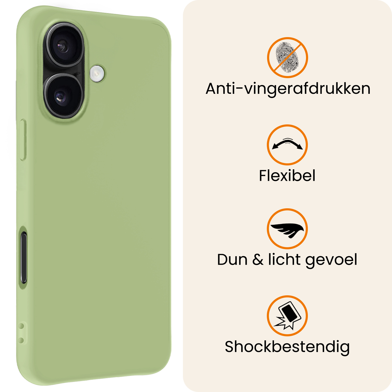 Nomfy Nomfy iPhone 17 Hoesje Siliconen Met 2x Screenprotector Met Dichte Notch - Groen