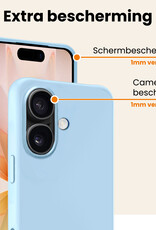 Nomfy Nomfy iPhone 17 Hoesje Siliconen Met 2x Screenprotector Met Dichte Notch - Lichtblauw