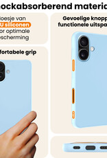 Nomfy Nomfy iPhone 17 Hoesje Siliconen Met 2x Screenprotector Met Dichte Notch - Lichtblauw