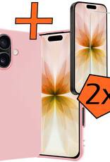 Nomfy Nomfy iPhone 17 Hoesje Siliconen Met 2x Screenprotector Met Dichte Notch - Lichtroze