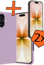 Nomfy Nomfy iPhone 17 Hoesje Siliconen Met 2x Screenprotector Met Dichte Notch - Lila