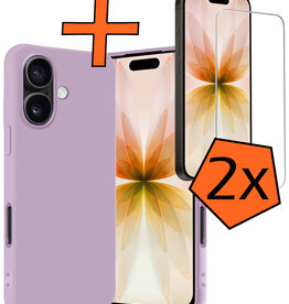 Nomfy Nomfy iPhone 17 Hoesje Siliconen Met 2x Screenprotector Met Dichte Notch - Lila