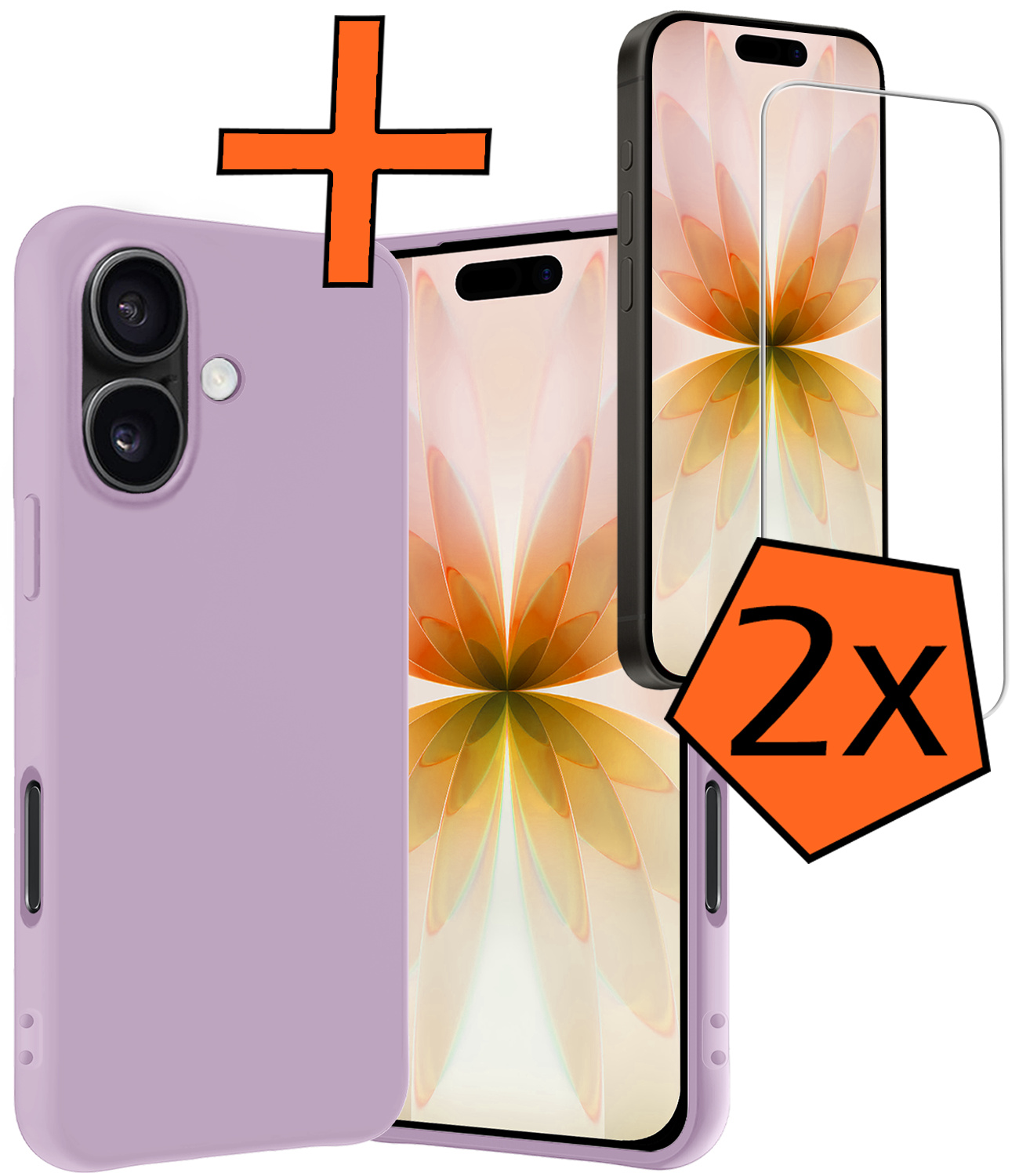 Nomfy Nomfy iPhone 17 Hoesje Siliconen Met 2x Screenprotector Met Dichte Notch - Lila