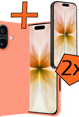Nomfy Nomfy iPhone 17 Hoesje Siliconen Met 2x Screenprotector Met Dichte Notch - Perzik