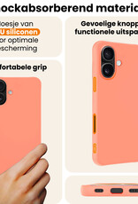 Nomfy Nomfy iPhone 17 Hoesje Siliconen Met 2x Screenprotector Met Dichte Notch - Perzik