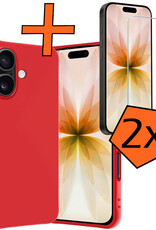 Nomfy Nomfy iPhone 17 Hoesje Siliconen Met 2x Screenprotector Met Dichte Notch - Rood