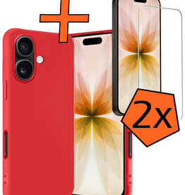Nomfy Nomfy iPhone 17 Hoesje Siliconen Met 2x Screenprotector Met Dichte Notch - Rood