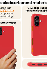 Nomfy Nomfy iPhone 17 Hoesje Siliconen Met 2x Screenprotector Met Dichte Notch - Rood