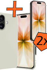 Nomfy Nomfy iPhone 17 Hoesje Siliconen Met 2x Screenprotector Met Dichte Notch - Wit