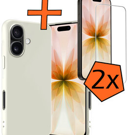 Nomfy Nomfy iPhone 17 Hoesje Siliconen Met 2x Screenprotector Met Dichte Notch - Wit