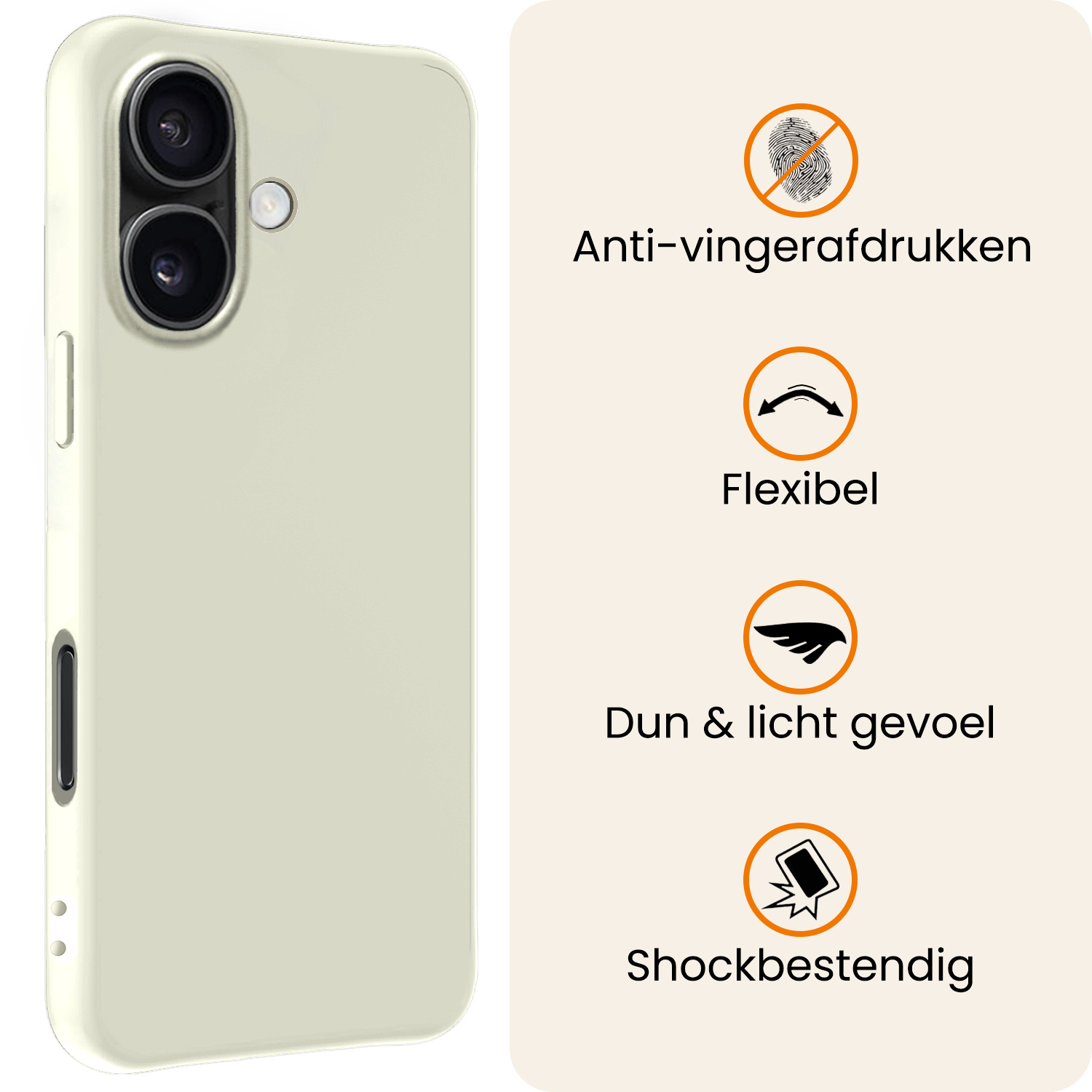 Nomfy Nomfy iPhone 17 Hoesje Siliconen Met 2x Screenprotector Met Dichte Notch - Wit