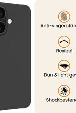 Nomfy Nomfy iPhone 17 Hoesje Siliconen Met 2x Screenprotector Met Dichte Notch - Zwart