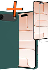 Nomfy Nomfy iPhone Air Hoesje Siliconen Met Screenprotector Met Dichte Notch - Donkergroen