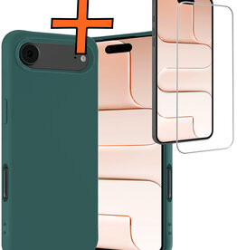 Nomfy Nomfy iPhone Air Hoesje Siliconen Met Screenprotector Met Dichte Notch - Donkergroen