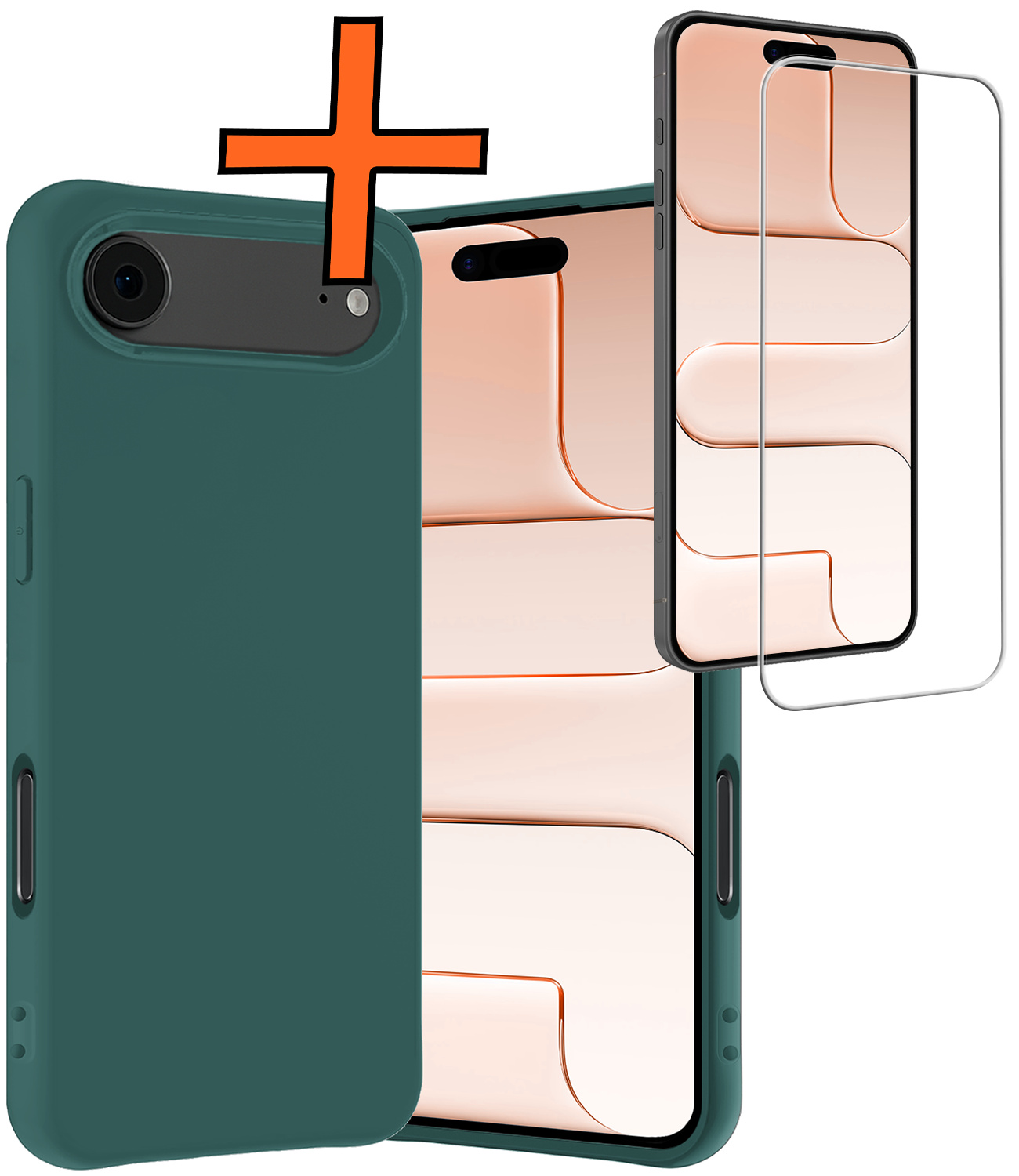 Nomfy Nomfy iPhone Air Hoesje Siliconen Met Screenprotector Met Dichte Notch - Donkergroen