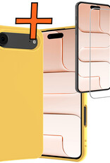 Nomfy Nomfy iPhone Air Hoesje Siliconen Met Screenprotector Met Dichte Notch - Geel