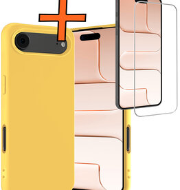 Nomfy Nomfy iPhone Air Hoesje Siliconen Met Screenprotector Met Dichte Notch - Geel