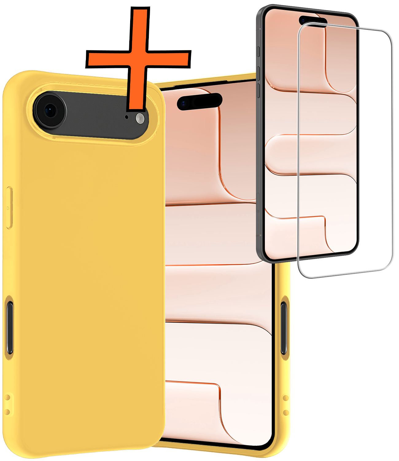 Nomfy Nomfy iPhone Air Hoesje Siliconen Met Screenprotector Met Dichte Notch - Geel