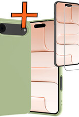 Nomfy Nomfy iPhone Air Hoesje Siliconen Met Screenprotector Met Dichte Notch - Groen