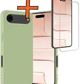 Nomfy Nomfy iPhone Air Hoesje Siliconen Met Screenprotector Met Dichte Notch - Groen