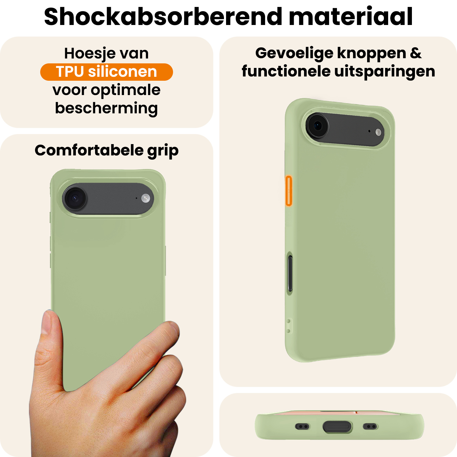 Nomfy Nomfy iPhone Air Hoesje Siliconen Met Screenprotector Met Dichte Notch - Groen