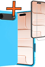 Nomfy Nomfy iPhone Air Hoesje Siliconen Met Screenprotector Met Dichte Notch - Lichtblauw