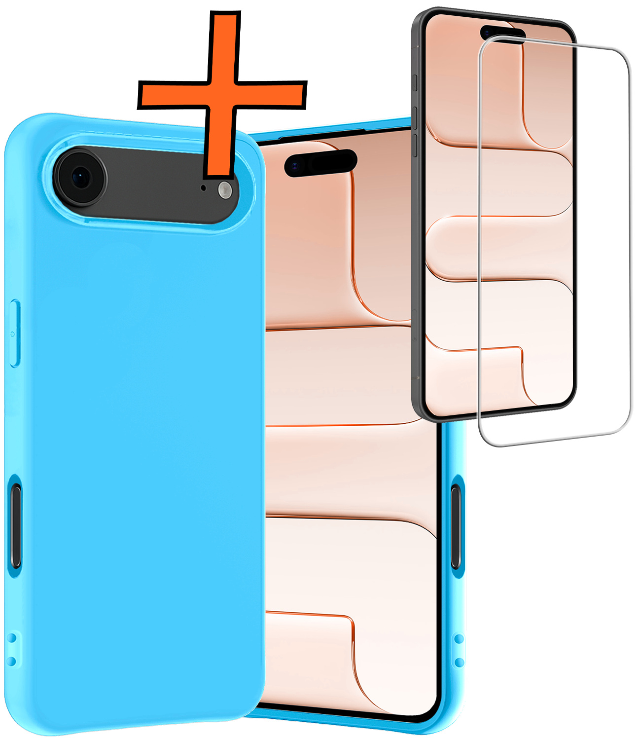 Nomfy Nomfy iPhone Air Hoesje Siliconen Met Screenprotector Met Dichte Notch - Lichtblauw