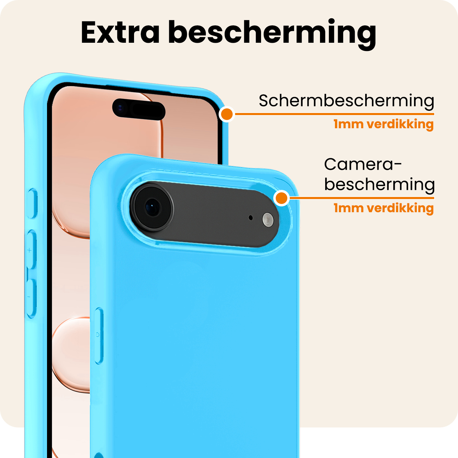 Nomfy Nomfy iPhone Air Hoesje Siliconen Met Screenprotector Met Dichte Notch - Lichtblauw