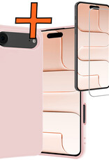 Nomfy Nomfy iPhone Air Hoesje Siliconen Met Screenprotector Met Dichte Notch - Lichtroze