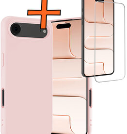 Nomfy Nomfy iPhone Air Hoesje Siliconen Met Screenprotector Met Dichte Notch - Lichtroze