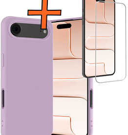 Nomfy Nomfy iPhone Air Hoesje Siliconen Met Screenprotector Met Dichte Notch - Lila