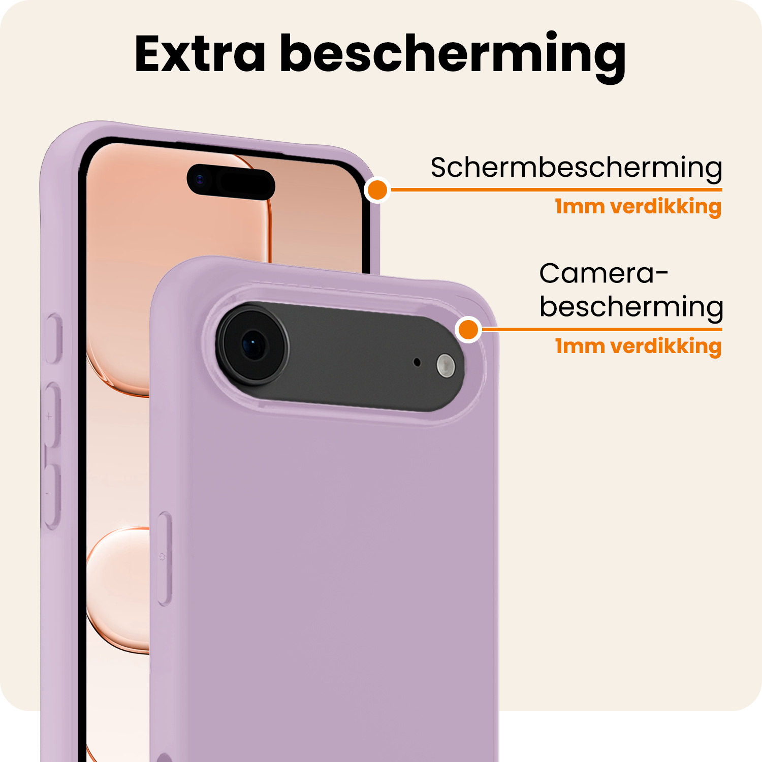 Nomfy Nomfy iPhone Air Hoesje Siliconen Met Screenprotector Met Dichte Notch - Lila