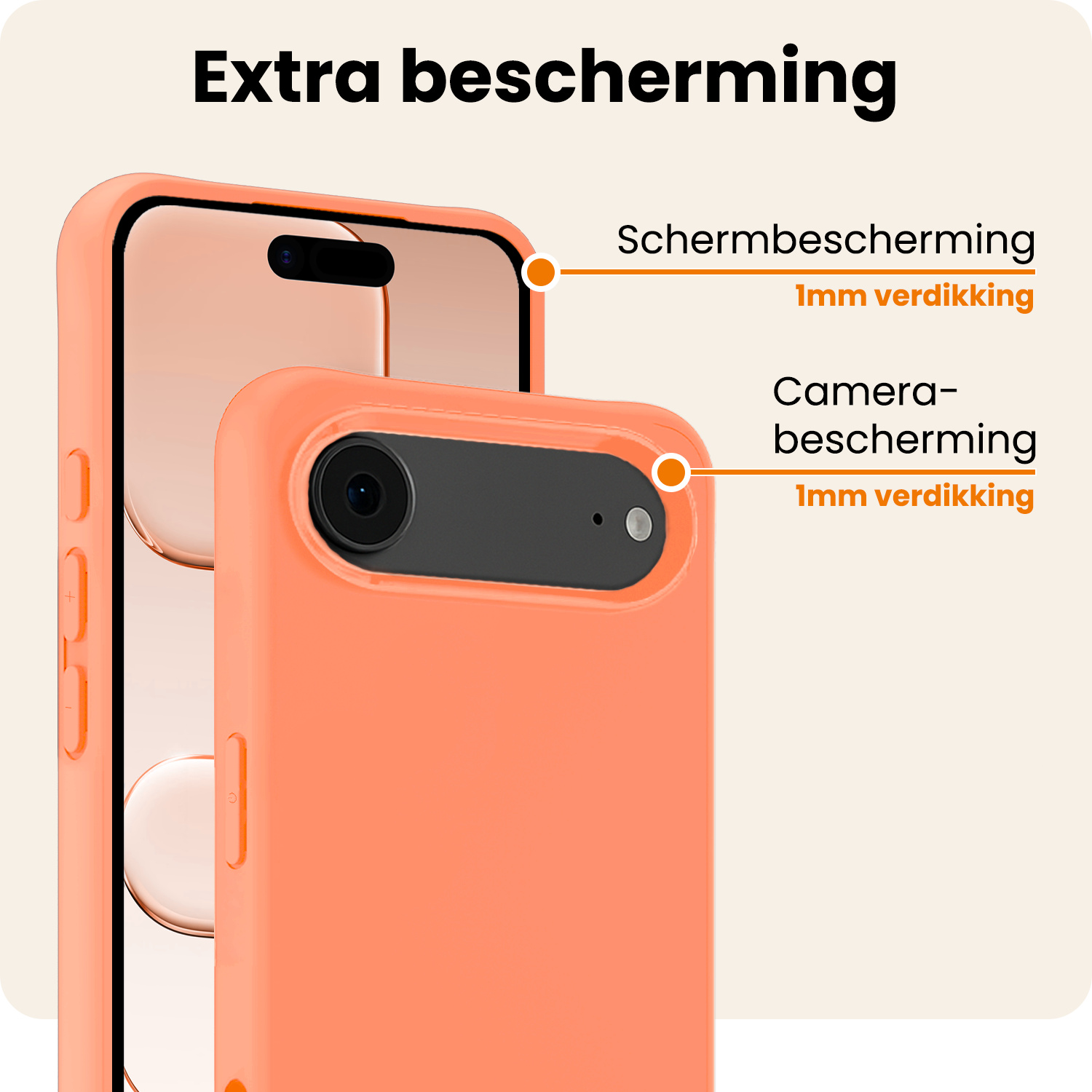 Nomfy Nomfy iPhone Air Hoesje Siliconen Met Screenprotector Met Dichte Notch - Perzik