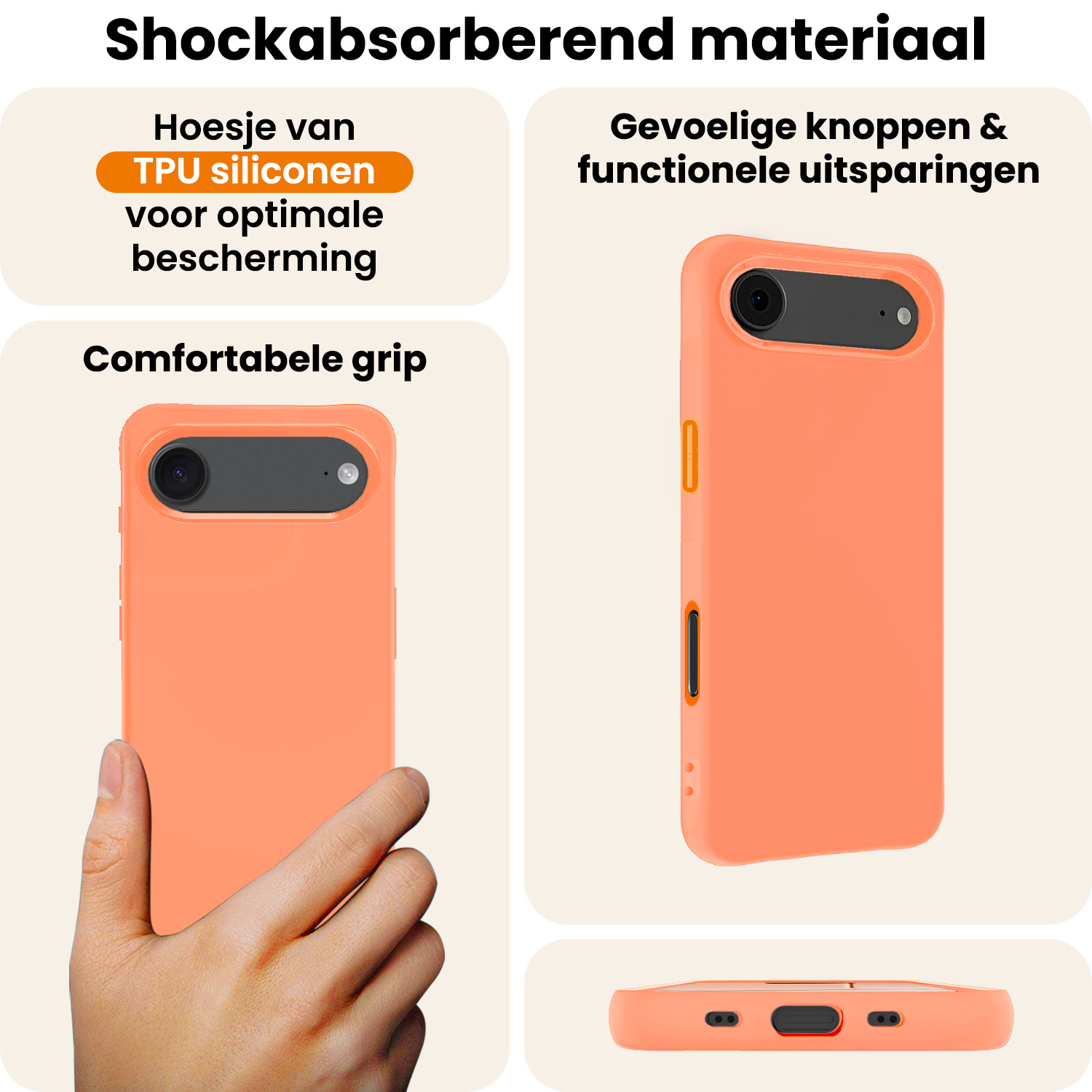 Nomfy Nomfy iPhone Air Hoesje Siliconen Met Screenprotector Met Dichte Notch - Perzik