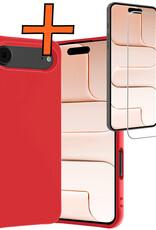 Nomfy Nomfy iPhone Air Hoesje Siliconen Met Screenprotector Met Dichte Notch - Rood