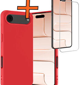 Nomfy Nomfy iPhone Air Hoesje Siliconen Met Screenprotector Met Dichte Notch - Rood