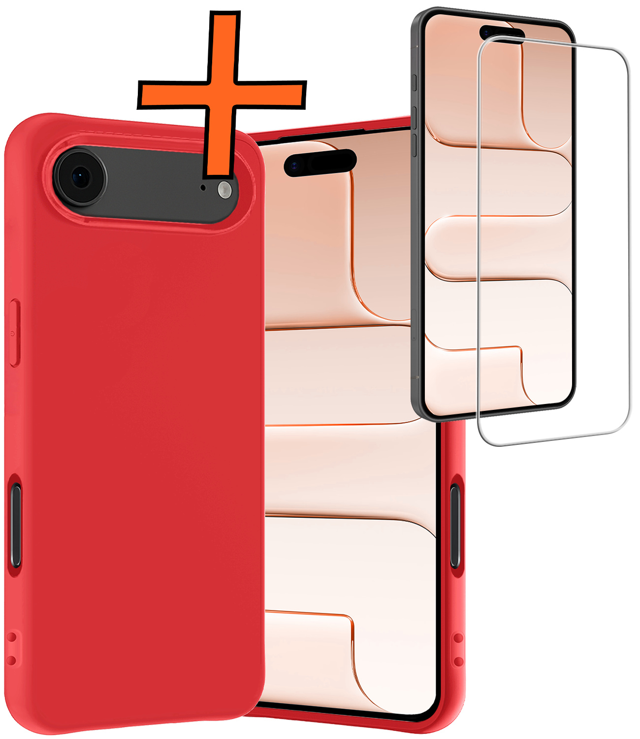 Nomfy Nomfy iPhone Air Hoesje Siliconen Met Screenprotector Met Dichte Notch - Rood